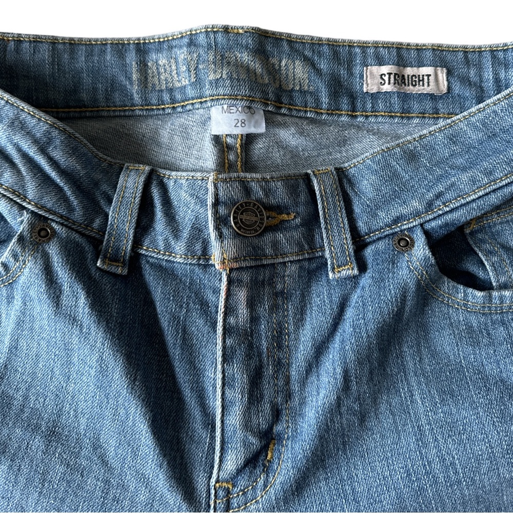Harley Davidson Women’s Blue Straight Leg Mid-Rise Jeans Size 28 - Picture 3 of 8